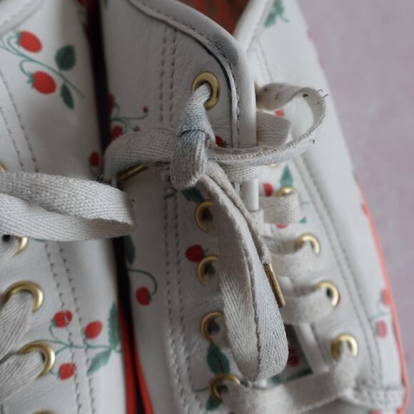 Keds x Rifle Paper Co. Kickstart Leather White Red Strawberry Low Top Sneakers - Picture 11 of 15